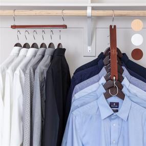 img 4 attached to 👕 Maximize Closet Space with MORALVE Space Saving Hangers - 4 Pack Wood Shirt Organizer for Efficient Closet Organization