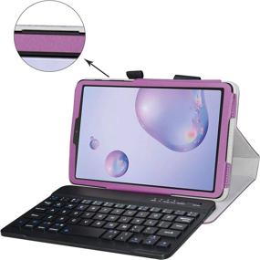 img 3 attached to Bige Purple PU Leather Keyboard Case for Samsung Galaxy Tab A 8.4 2020 Model SM-T307 (Verizon/T-Mobile/Sprint/AT&T) Tablet