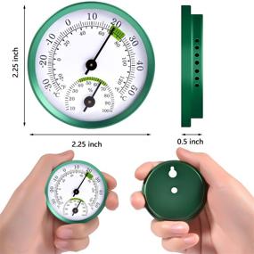 img 3 attached to 🌡️ 2 Pack Indoor Outdoor Hygrometer Thermometer - Mini 2’’ Weather Thermometer Hygrometer for Wall, Table, Car, Greenhouse - No Battery Required, Decorative Round 2'' Design
