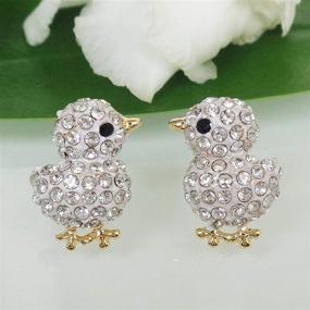 img 1 attached to ✨ Stunning Navachi 18k Gold Plated Chicken Crystal Enamel Stud Earrings: A Perfect Delight for Jewelry Lovers!