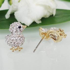 img 2 attached to ✨ Stunning Navachi 18k Gold Plated Chicken Crystal Enamel Stud Earrings: A Perfect Delight for Jewelry Lovers!