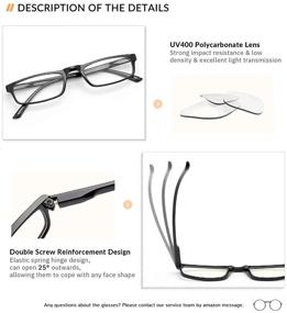 img 3 attached to 👓 Gaoye Blue Light Blocking Reading Glasses for Women and Men - 3-Pack, Anti UV Ray, Spring Hinge Computer Readers, Square Eyeglasses