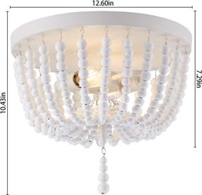 img 3 attached to 🌟 Farani 12.6" Flush Mount Ceiling Light, 2-Light Wood Beaded Boho Chandelier, White Farmhouse Ceiling Light for Entryway, Bedroom, Living Room, Office, Hallway