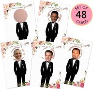 🌸 mordun floral bridal shower games - who has the groom scratch off celebrity cards tickets for 48 guests - hilarious bachelorette party game ideas - rose gold & white logo