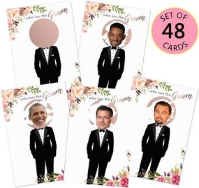 img 4 attached to 🌸 MORDUN Floral Bridal Shower Games - Who Has The Groom Scratch Off Celebrity Cards Tickets for 48 Guests - Hilarious Bachelorette Party Game Ideas - Rose Gold & White