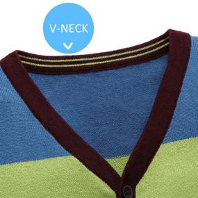 img 2 attached to Kids' V Neck Stripe Uniform Knit Boys Long Sleeve Sweater Cardigan