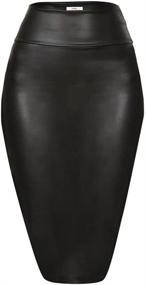 img 4 attached to Leather Pencil Bodycon Burgundy XX Large Women's Clothing for Skirts