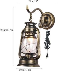 img 2 attached to Bronze Metal Glass Shade E27 Kerosene Wall Sconce Plug in Lantern - Ideal for Living Room, Bedroom, Bedside, Hotel Lamp