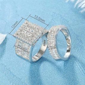 img 2 attached to 💍 Pophylis Platinum Over Sterling Silver Women's Bridal Ring Set: Sparkling Princess Cut CZs, Sizes 5-11!