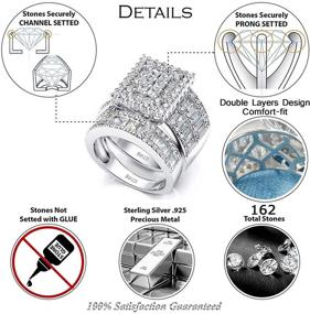 img 1 attached to 💍 Pophylis Platinum Over Sterling Silver Women's Bridal Ring Set: Sparkling Princess Cut CZs, Sizes 5-11!