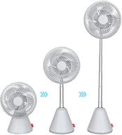 white table telescopic fan - wireless pedestal fan with 8000mah usb rechargeable battery and oscillation. quiet 3 speeds floor fan, removable & washable. perfect for personal, travel, camping, indoor/outdoor use. extends up to 35.4in. логотип