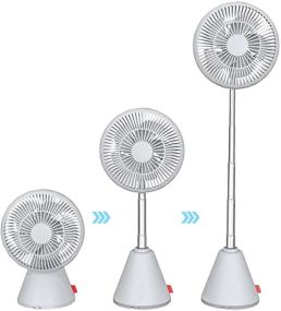 img 4 attached to White Table Telescopic Fan - Wireless Pedestal Fan with 8000mAh USB Rechargeable Battery and Oscillation. Quiet 3 Speeds Floor Fan, Removable & Washable. Perfect for Personal, Travel, Camping, Indoor/outdoor Use. Extends Up to 35.4in.