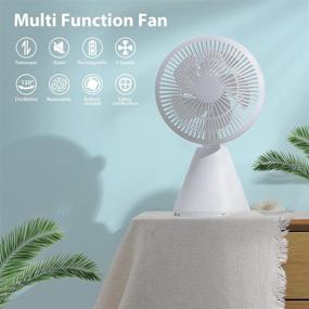 img 3 attached to White Table Telescopic Fan - Wireless Pedestal Fan with 8000mAh USB Rechargeable Battery and Oscillation. Quiet 3 Speeds Floor Fan, Removable & Washable. Perfect for Personal, Travel, Camping, Indoor/outdoor Use. Extends Up to 35.4in.