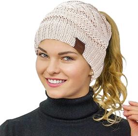 img 4 attached to 🎀 Rosoz Ponytail Beanie: A Stylish Winter Hat with High Bun Capability for Women