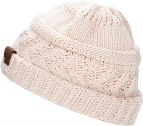 img 2 attached to 🎀 Rosoz Ponytail Beanie: A Stylish Winter Hat with High Bun Capability for Women