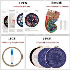 img 3 attached to 🧵 Embroidery Starter Kit with Patterns and Instructions - DIY Beginner Stitch Kit, Includes 1 Embroidery Hoop, 4 Embroidery Clothes with Plant and Flower Patterns, Various Color Threads (Embroidery Kit-X)