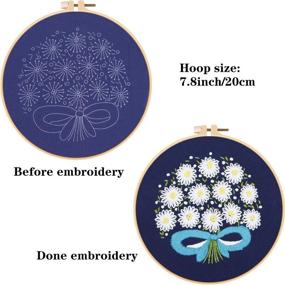 img 1 attached to 🧵 Embroidery Starter Kit with Patterns and Instructions - DIY Beginner Stitch Kit, Includes 1 Embroidery Hoop, 4 Embroidery Clothes with Plant and Flower Patterns, Various Color Threads (Embroidery Kit-X)