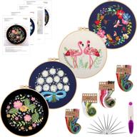 🧵 embroidery starter kit with patterns and instructions - diy beginner stitch kit, includes 1 embroidery hoop, 4 embroidery clothes with plant and flower patterns, various color threads (embroidery kit-x) logo