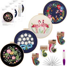 img 4 attached to 🧵 Embroidery Starter Kit with Patterns and Instructions - DIY Beginner Stitch Kit, Includes 1 Embroidery Hoop, 4 Embroidery Clothes with Plant and Flower Patterns, Various Color Threads (Embroidery Kit-X)