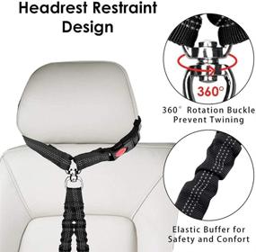 img 1 attached to 🐾 Lukovee Double Dog Seat Belt - Dual Pet Car Headrest Restraint Safety Seatbelt with No Tangle, Adjustable Elastic Bungee, Splitter Dog Leash, and Harness Connection for Vehicle Travel with 2 Dogs