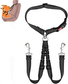 img 4 attached to 🐾 Lukovee Double Dog Seat Belt - Dual Pet Car Headrest Restraint Safety Seatbelt with No Tangle, Adjustable Elastic Bungee, Splitter Dog Leash, and Harness Connection for Vehicle Travel with 2 Dogs