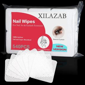 img 4 attached to 💅 XILAZAB 540PCS Nail Art Gel Polish Remover Cotton Pads, Lint Free Eyelash Extension Glue Wipes, Disposable and Soft Nail Wipes for Enhanced SEO