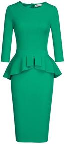 img 4 attached to 👗 Stylish and Elegant: MUXXN Women's Crew Neck Peplum Knee Length Party Pencil Dress