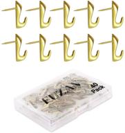 40pcs push pin hangers, 20lbs zinc alloy picture hooks for clock, mirror, jewelry - professional plaster picture hanging kit on wooden/drywall mounting hardware in golden color logo