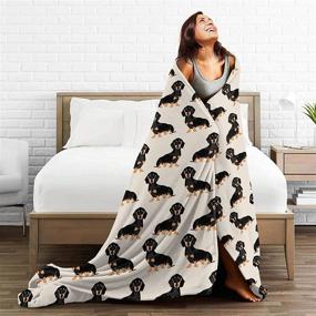 img 2 attached to 🐾 Plush Fluffy Throw Blanket, Dachshund Fabric, Doxie Weiner Dog Pet Bed Blanket for Boys Girls Teens – Soft Flannel Blanket for Sofa, Chair, Office, Travel, Camping – Outdoor Home Decor 50"x60" SEO