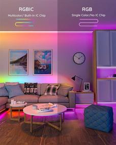 img 2 attached to 🌈 Govee RGBIC LED Strip Lights: 32.8ft with Remote Control | 11 Scene Modes, 6 Brightness Levels | Color Changing for Bedroom, Christmas | Easy Installation (2x16.4ft)