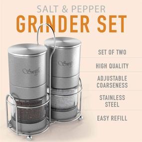 img 3 attached to 🧂 Swiffe Salt and Pepper Grinder Set - 2 Stainless Steel and Acrylic Salt and Pepper Mills - Adjustable Coarseness - Fresh Grind for Gourmet Kitchen Chefs - Elegant Classic Design - Perfect Table Accessory