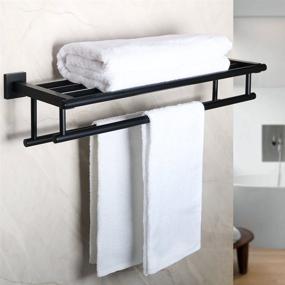 img 3 attached to 🧺 Alise GZ8000-B - High-Quality Wall Mount Bathroom Towel Rack with Two Bars, 24-Inch SUS 304 Stainless Steel Shelf - Matte Black Finish
