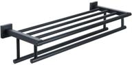 🧺 alise gz8000-b - high-quality wall mount bathroom towel rack with two bars, 24-inch sus 304 stainless steel shelf - matte black finish logo