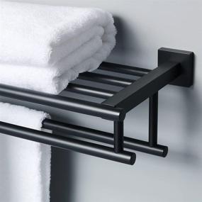 img 2 attached to 🧺 Alise GZ8000-B - High-Quality Wall Mount Bathroom Towel Rack with Two Bars, 24-Inch SUS 304 Stainless Steel Shelf - Matte Black Finish