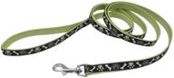 🐾 coastal ribbon dog leash, brown paws and bones design, 5/8 inch x 06 inches logo