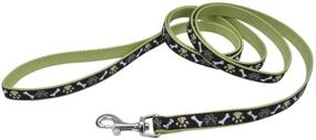 img 1 attached to 🐾 Coastal Ribbon Dog Leash, Brown Paws and Bones Design, 5/8 Inch x 06 Inches