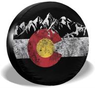 🏔️ mmhome mountain colorado flag spare tire cover - waterproof polyester universal wheel protector for all cars, jeeps, trailers, rvs, trucks, campers, and crvs logo