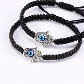 img 1 attached to 🧿 SUNSH 2Pcs Hamsa Hand Evil Eye Bracelets: Adjustable Lucky Jewelry for Women, Couples, and Teen Girls - Kabbalah-inspired Protection and Friendship Gifts