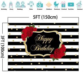 img 2 attached to Виниловый фон для фотографии "Avezano Red Rose Happy Birthday Backdrop: полосы и точки. Размер: 5x3 фута. Баннер для вечеринки женщин