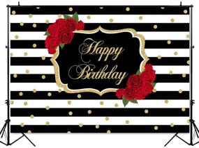 img 3 attached to Виниловый фон для фотографии "Avezano Red Rose Happy Birthday Backdrop: полосы и точки. Размер: 5x3 фута. Баннер для вечеринки женщин