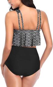 img 1 attached to 👙 Fancyskin Women's High Waist Swimsuit with Ruffled Top for Tummy Control in Bathing Suits