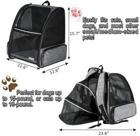 img 3 attached to 🐱 Рюкзак-переноска для котов Texsens - сверхдышащий, одобренный авиакомпанией, пузырчатый рюкзак для кошек и щенков - предназначен для походов, путешествий и прогулок (серый)