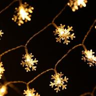 🎄 moko snowflake string lights: 10m/33ft 100 led waterproof fairy lights with 2 lighting modes for halloween christmas weddings birthday family school parties décor - warm white логотип