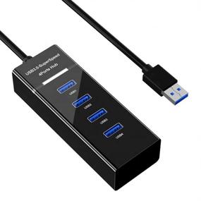 img 4 attached to USB 3.0 Hub Extender, 4 Port USB 3.0 Splitter Adapter with Extended 28CM Cable - Compatible with USB Flash Drive, Laptop, Keyboard, Notebook PC, Mouse, Tablet, Printer, MacBook Air/Pro/Mini