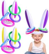 🐇 toplee 3-pack easter inflatable bunny ring toss game | easter rabbit ears ring toss party games | inflatable toys gift for kids | family, school, and party favor indoor outdoor toss game | 3 sets & 12 rings логотип