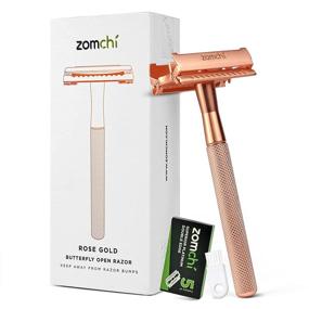 img 4 attached to 🦋 Rose Gold Butterfly Safety Razor for Women | 5-Blade Women's Safety Razor | Elegant Box | Universal Fit for Double Edge Razor Blades | Plastic-Free