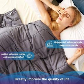 img 1 attached to 🛌 Dornroscn Adults Weighted Blanket - Twin Size 48''x72'', 15lbs - Dark Grey - Premium Glass Beads - All-Natural Sleep - Breathable Fabric