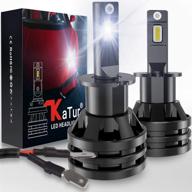 katur h3 led headlight bulbs mini design upgraded with cree chips: super bright 12000 lumens waterproof all-in-one led headlight conversion kit 55w 6500k xenon white - 2 years warranty logo