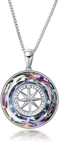 img 4 attached to 🧭 AOBOCO Sterling Silver Compass Necklace with Color-Changing Crystal Pendant - Perfect Birthday and Graduation Gift for Women, Men, and Girls