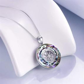 img 3 attached to 🧭 AOBOCO Sterling Silver Compass Necklace with Color-Changing Crystal Pendant - Perfect Birthday and Graduation Gift for Women, Men, and Girls